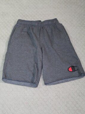 Champion Size M Grey Fleece Knit Drawstring 10" Shorts